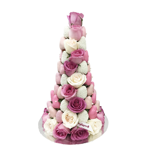 40cm Ombre Pink Pearl Strawberry Tower (Large)